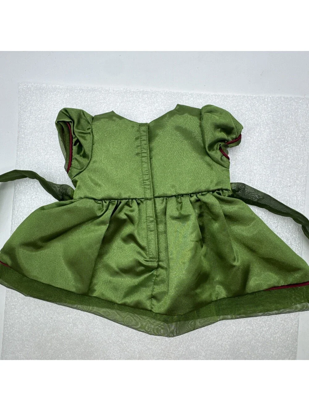 2001 American Girl Bitty Baby Poinsettia Green Dress Book Christmas Set W/Bell